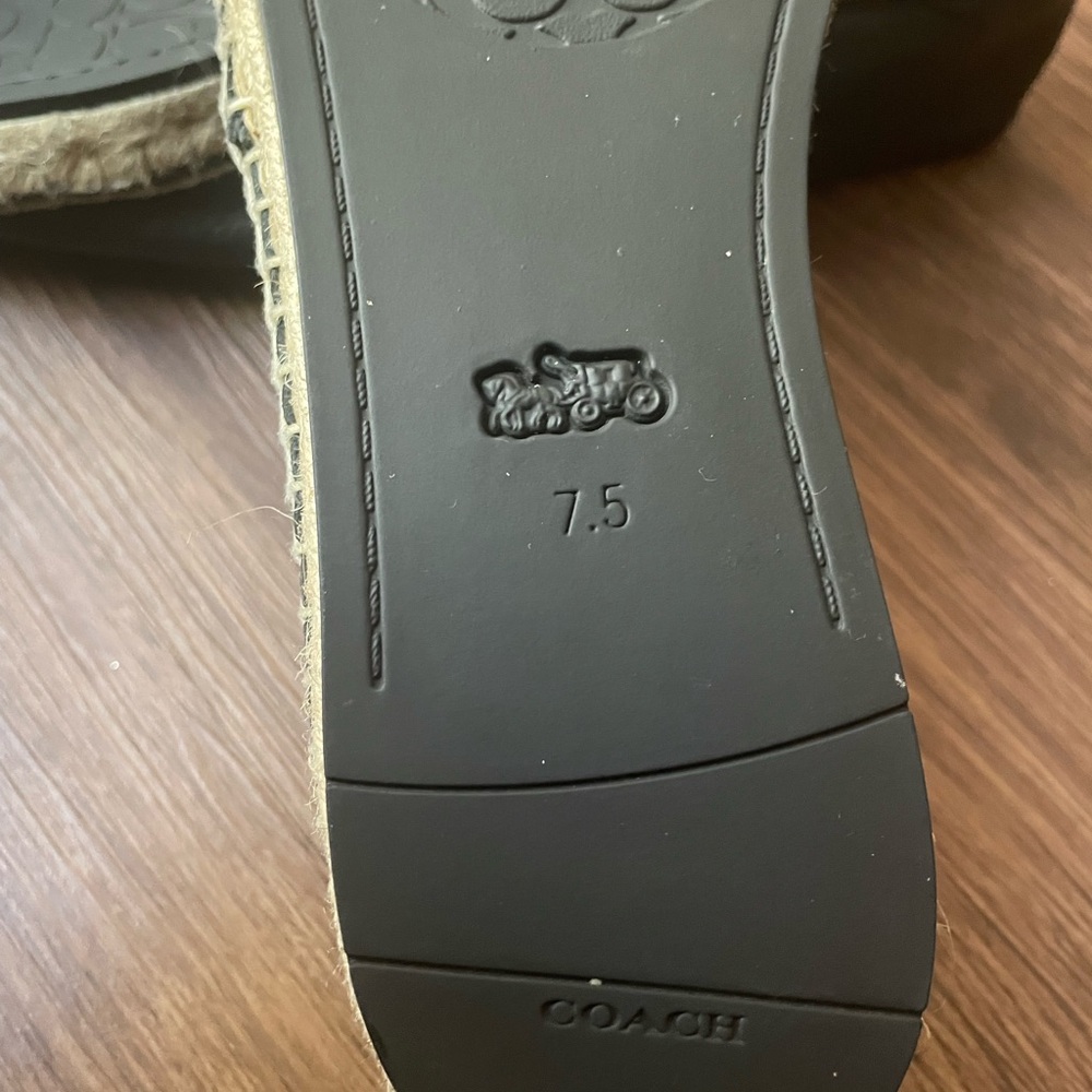 Coach Black Leather Espadrille Flats | Quilted C Logo | Size 7.5 | Excellent - Picture 10 of 10